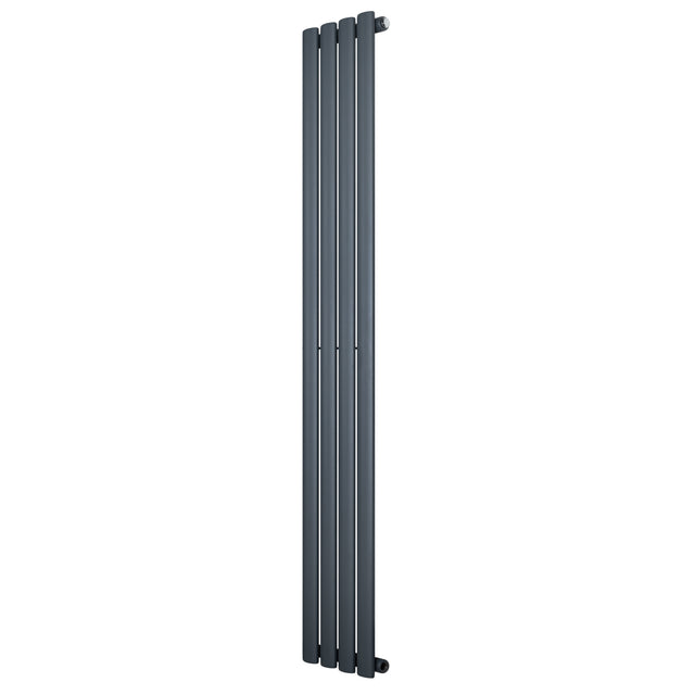 Ovale design radiator in antraciet grijs, 1 kolom, 1600 mm x 240 mm, met een strakke, moderne uitstraling en gladde afwerking