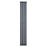 Ovale design radiator in antraciet grijs, 1 kolom, 1600 mm x 240 mm, met een strakke, moderne uitstraling en gladde afwerking