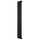 Ovale zwarte design radiator met één kolom, 1600 mm hoog en 240 mm breed, met een strakke, moderne uitstraling en gladde afwerking