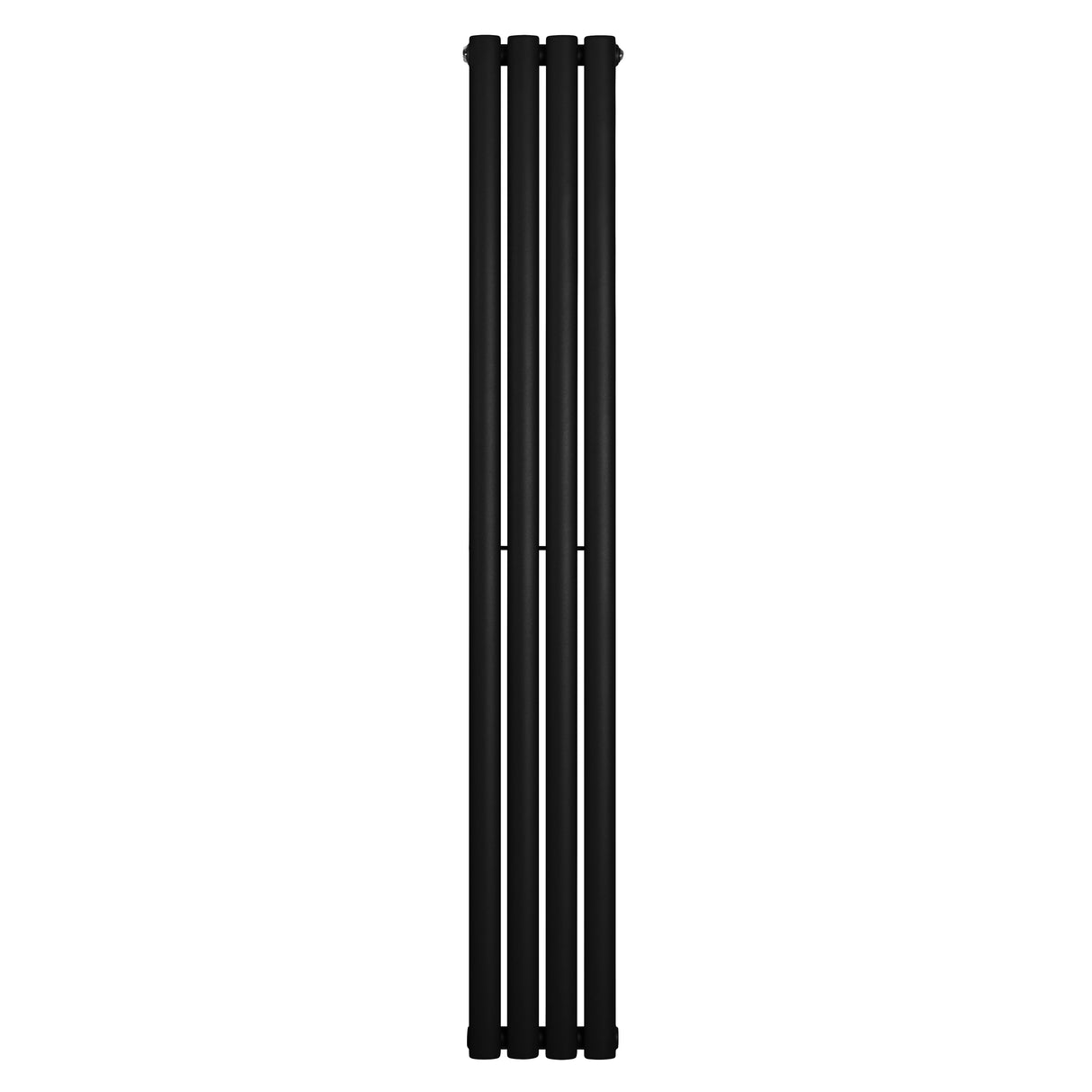 Ovale zwarte design radiator met één kolom, 1600 mm hoog en 240 mm breed, met een strakke, moderne uitstraling en gladde afwerking