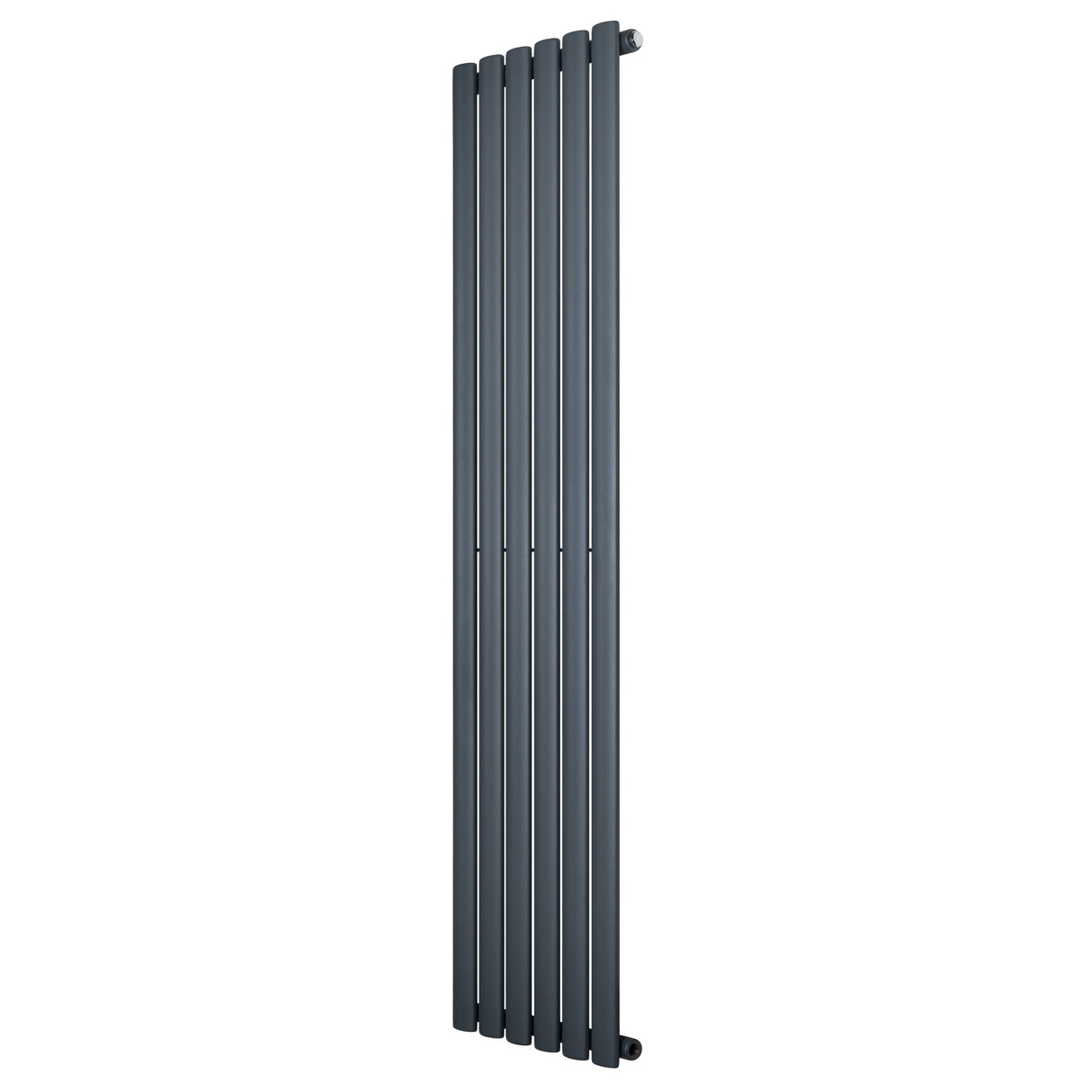 Ovale design radiator in antraciet grijs, 1 kolom, met een slank en modern uiterlijk, ideaal voor stijlvolle verwarming in elke ruimte