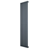 Ovale design radiator in antraciet grijs, 1 kolom, met een slank en modern uiterlijk, ideaal voor stijlvolle verwarming in elke ruimte