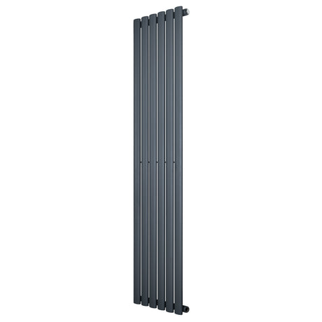 Ovale design radiator in antraciet grijs, 1 kolom, met een slank en modern uiterlijk, ideaal voor stijlvolle verwarming in elke ruimte