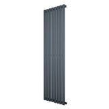 Ovale design radiator in antraciet grijs, 1 kolom, 1600 mm x 480 mm, met een strakke, moderne uitstraling en gladde afwerking