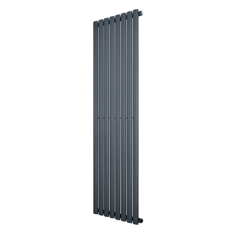 Ovale design radiator in antraciet grijs, 1 kolom, 1600 mm x 480 mm, met een strakke, moderne uitstraling en gladde afwerking