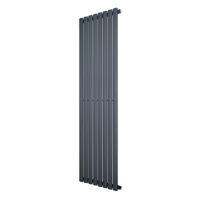 Ovale design radiator in antraciet grijs, 1 kolom, 1600 mm x 480 mm, met een strakke, moderne uitstraling en gladde afwerking