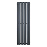 Ovale design radiator in antraciet grijs, 1 kolom, 1600 mm x 480 mm, met een strakke, moderne uitstraling en gladde afwerking