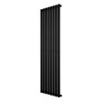 Ovale zwarte design radiator van 1600 mm x 480 mm met een moderne, slanke vorm en gladde afwerking voor een eigentijdse uitstraling