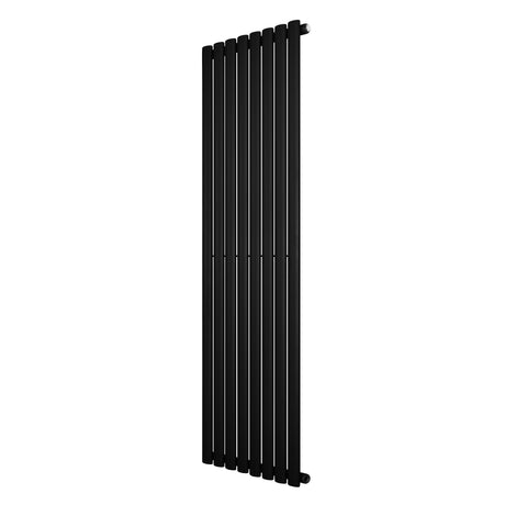 Ovale zwarte design radiator van 1600 mm x 480 mm met een moderne, slanke vorm en gladde afwerking voor een eigentijdse uitstraling