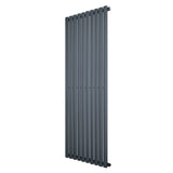 Ovale design radiator in antraciet grijs, 1 kolom, 1600 mm x 600 mm, met strakke lijnen en een moderne uitstraling