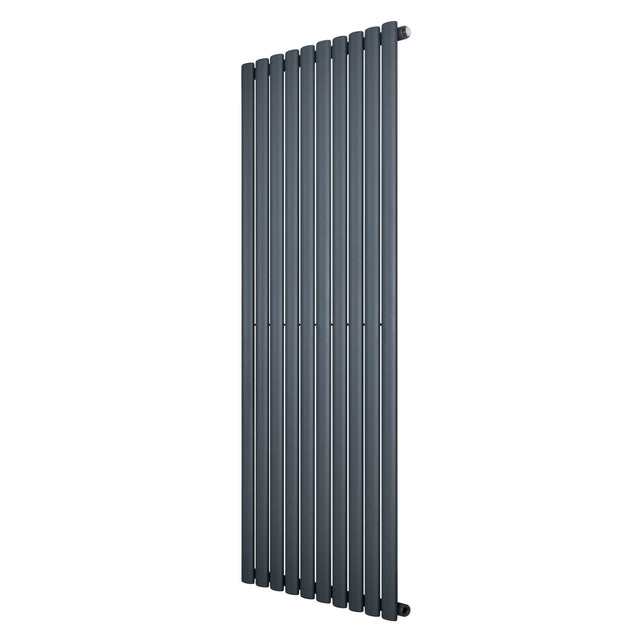Ovale design radiator in antraciet grijs, 1 kolom, 1600 mm x 600 mm, met strakke lijnen en een moderne uitstraling