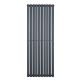 Ovale design radiator in antraciet grijs, 1 kolom, 1600 mm x 600 mm, met een strakke, moderne uitstraling en gladde afwerking