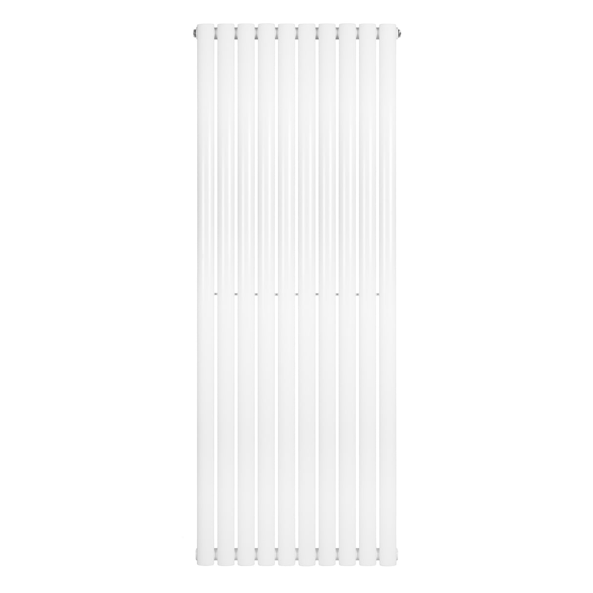 Ovale witte designradiator met één kolom, 1600 mm hoog en 600 mm breed, met een strakke, moderne uitstraling en gladde afwerking