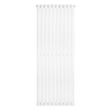 Ovale witte designradiator met één kolom, 1600 mm hoog en 600 mm breed, met een strakke, moderne uitstraling en gladde afwerking