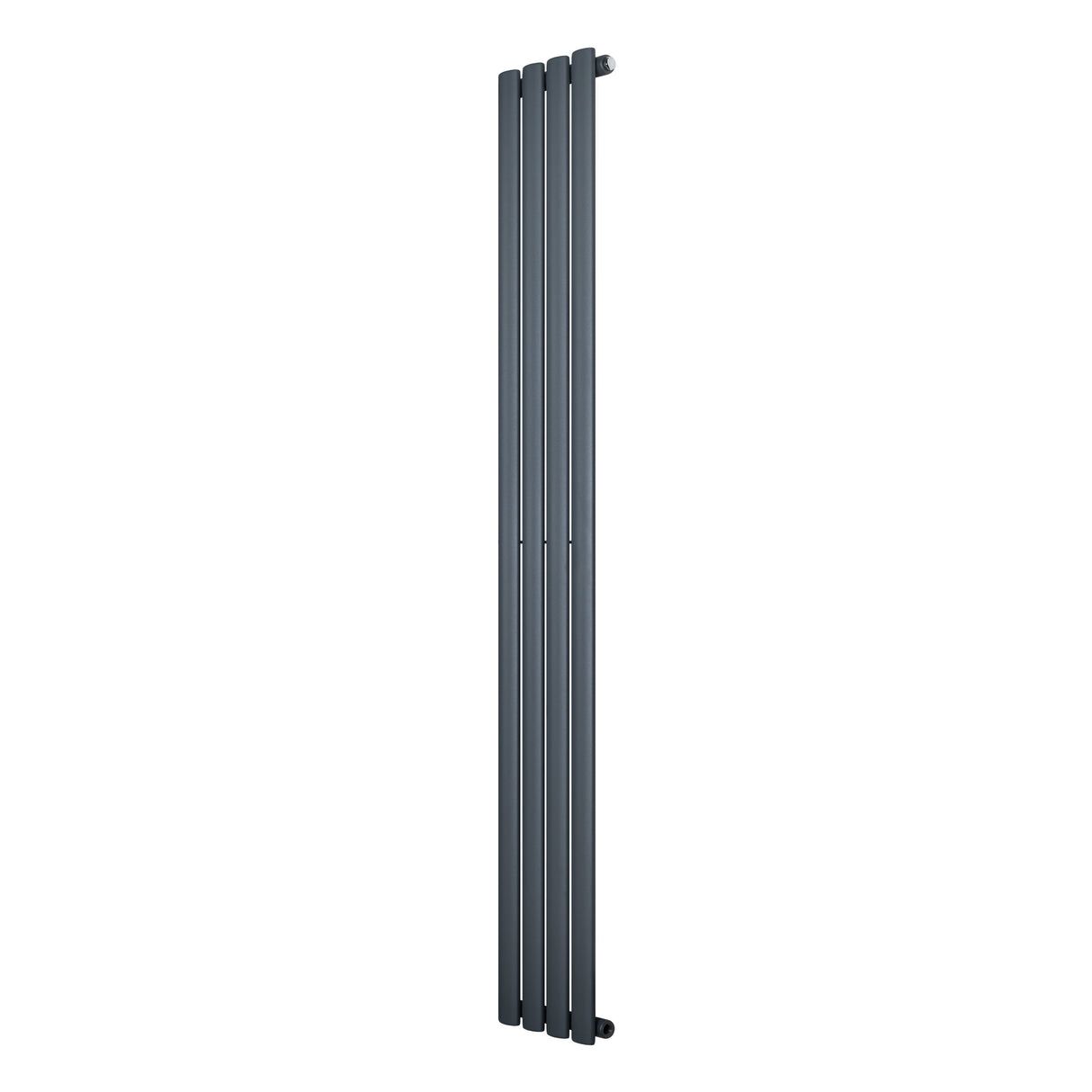Ovale design radiator in antraciet grijs, 1800 mm x 240 mm, met een strakke, moderne uitstraling en een enkele kolomstructuur
