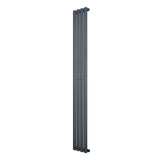 Ovale design radiator in antraciet grijs, 1800 mm x 240 mm, met een strakke, moderne uitstraling en een enkele kolomstructuur