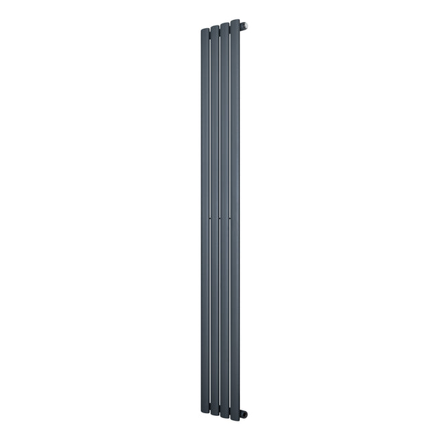 Ovale design radiator in antraciet grijs, 1800 mm x 240 mm, met een strakke, moderne uitstraling en een enkele kolomstructuur