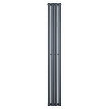 Ovale design radiator in antraciet grijs, 1800 mm x 240 mm, met een strakke, moderne uitstraling en een enkele kolomstructuur