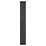 Ovale zwarte design radiator met één kolom, 1800 mm hoog en 240 mm breed, met een strakke, moderne uitstraling en gladde afwerking