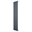 Ovale design radiator in antraciet grijs, 1 kolom, 1800 mm x 360 mm, met een strakke, moderne uitstraling en gladde afwerking