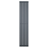Ovale design radiator in antraciet grijs, 1800 mm x 360 mm, met een moderne, strakke uitstraling en een enkele kolomstructuur