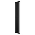 Ovale zwarte design radiator van 1800 mm x 360 mm met een slank, modern ontwerp en een gladde, matte afwerking