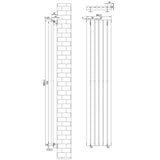 Ovale design radiator in wit, 1 kolom, afmetingen 1800 mm x 360 mm, met strakke lijnen en moderne uitstraling voor elke ruimte