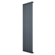 Ovale design radiator in antraciet grijs, 1800 mm x 480 mm, met een slank, modern profiel en een gladde, matte afwerking