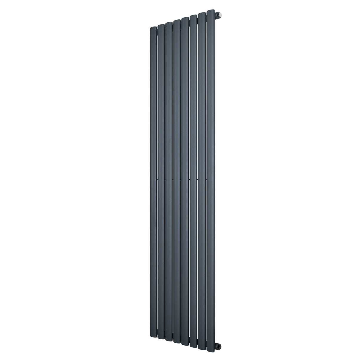 Ovale design radiator in antraciet grijs, 1800 mm x 480 mm, met een slank, modern profiel en een gladde, matte afwerking