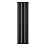 Ovale zwarte design radiator van 1800 mm x 480 mm met een enkele kolom, strak en modern ontwerp, geschikt voor elke ruimte