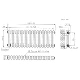 Traditionele Radiator - 2-Kolom - 300 x 830 mm - Ruw Metaal