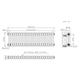 Traditionele Radiator - 2-Kolom - 300 x 1010 mm - Ruw Metaal