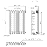 Traditionele Radiator - 2-Kolom - 600 x 425 mm - Ruw Metaal