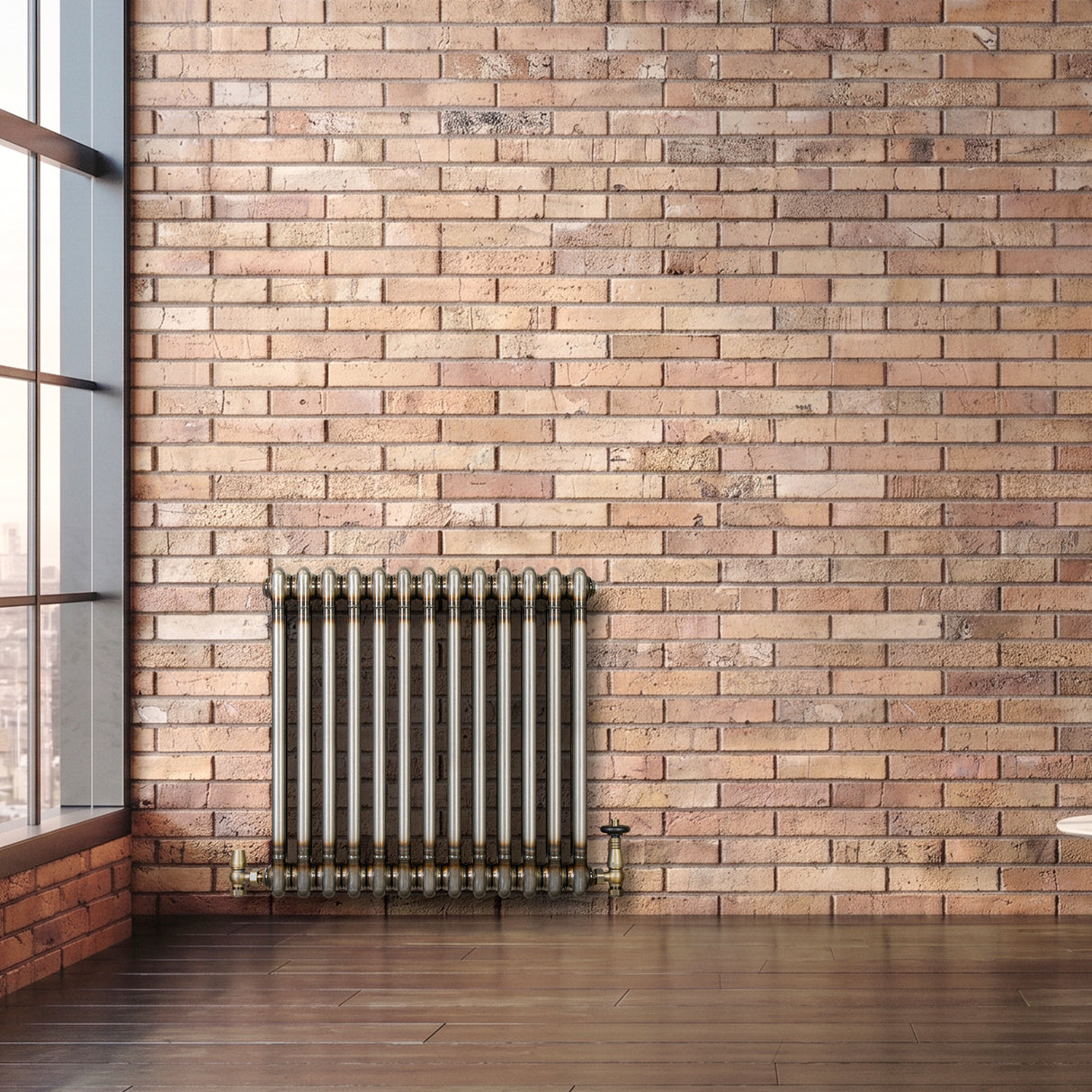 Traditionele Radiator - 2-Kolom - 600 x 605 mm - Ruw Metaal