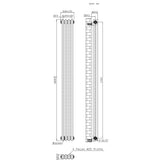 Traditionele Radiator - 2-Kolom - 1800 x 200 mm - Ruw Metaal