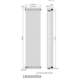 Traditionele Radiator - 2-Kolom - 1800 x 470 mm - Ruw Metaal