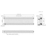 Traditionele Radiator - 3-Kolom - 300 x 1190 mm - Ruw Metaal