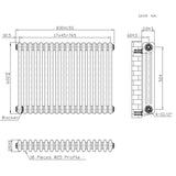 Traditionele Radiator - 3-Kolom - 600 x 830 mm - Ruw Metaal