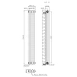 Traditionele Radiator - 3-Kolom - 1500 x 200 mm - Ruw Metaal