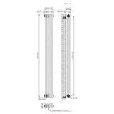 Traditionele Radiator - 3-Kolom - 1800 x 200 mm - Ruw Metaal