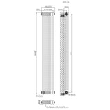Traditionele Radiator - 3-Kolom - 1800 x 290 mm - Ruw Metaal