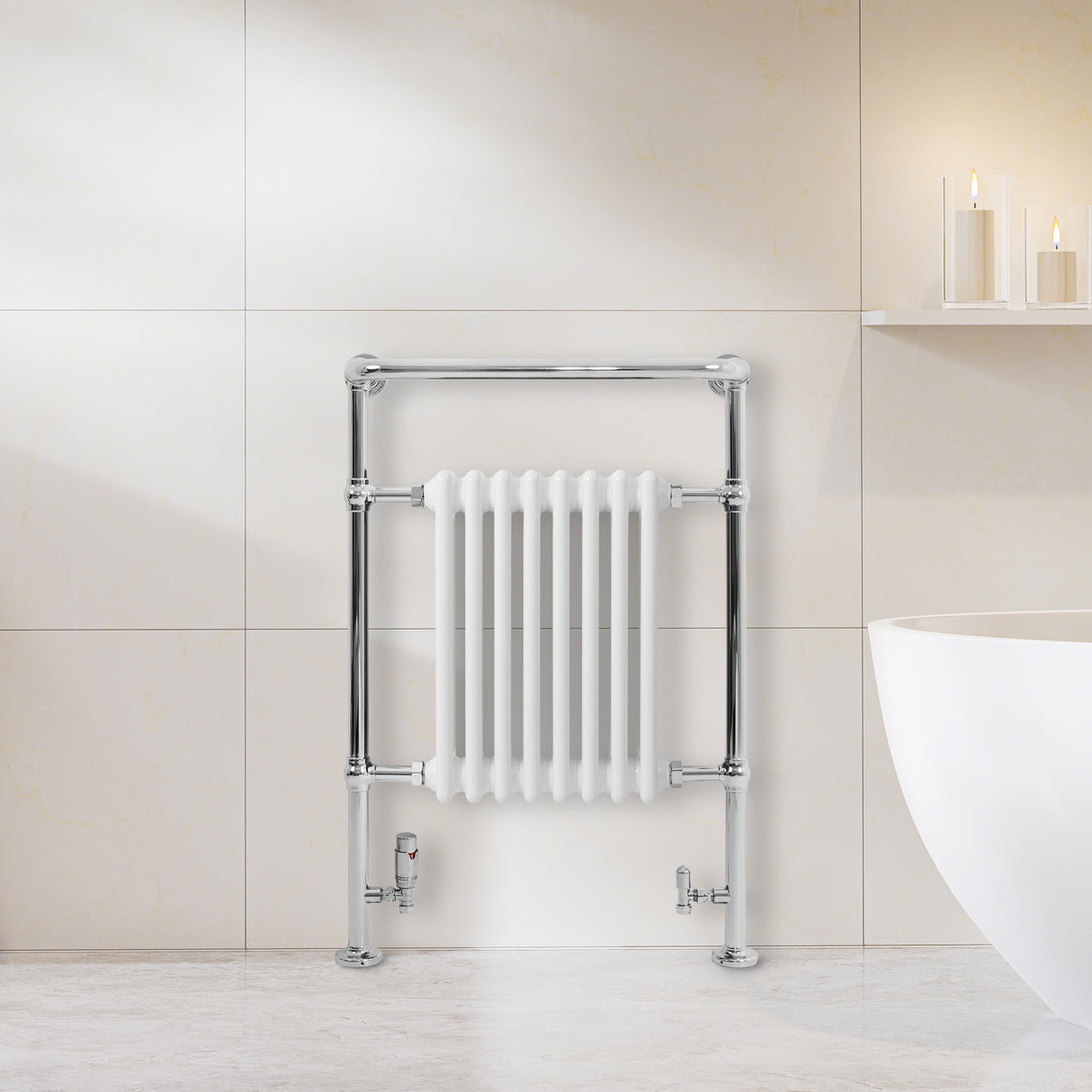 Klassieke Radiator met Verwarmde Handdoekrek - 950 mm x 660 mm - Wit
