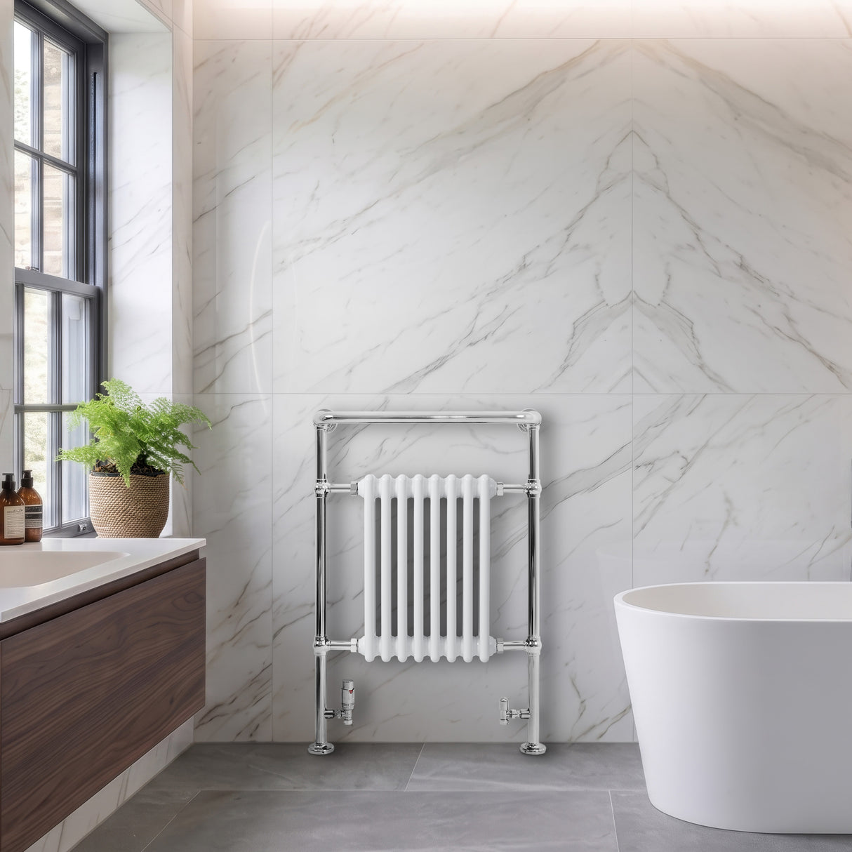 Klassieke Radiator met Verwarmde Handdoekrek - 950 mm x 660 mm - Wit