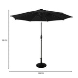 LED Kantelbare Stokparasol 2.7 m met Parasolvoet - Zwart