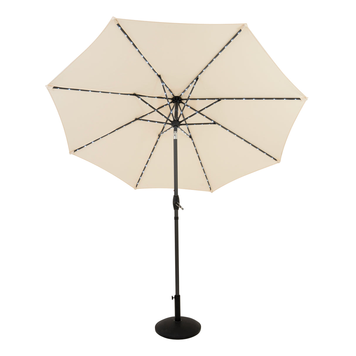 LED Kantelbare Stokparasol 2.7 m met Parasolvoet - Crème