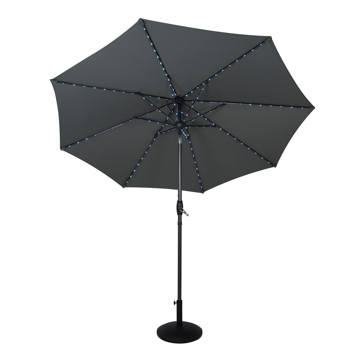 LED Kantelbare Stokparasol 2.7 m met Parasolvoet - Grijs