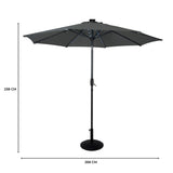 LED Kantelbare Stokparasol 2.7 m met Parasolvoet - Grijs