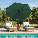LED Kantelbare Stokparasol 2.7 m met Parasolvoet - Groen