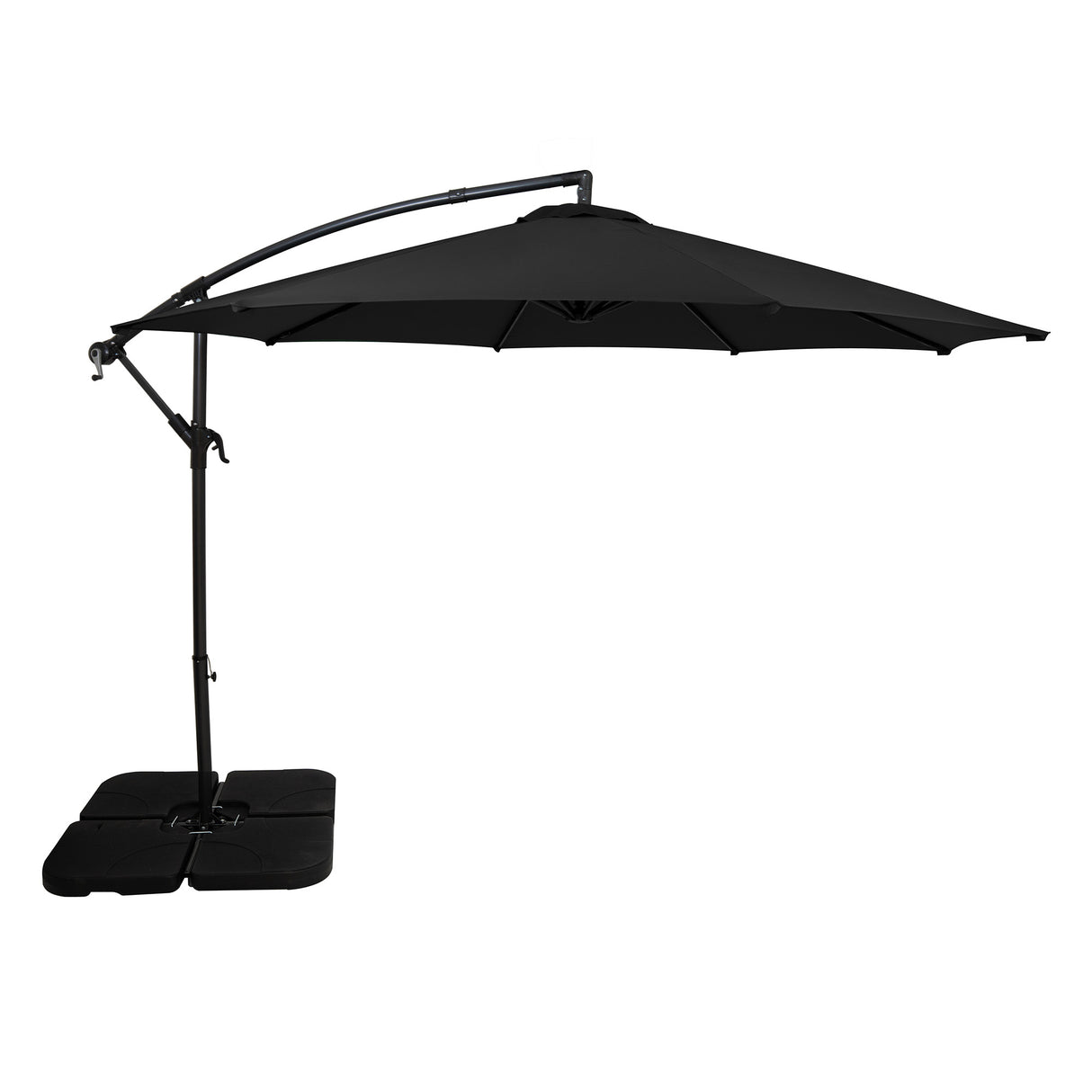 Zweefparasol 3 m met Vierkante Parasolvoet - Zwart