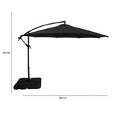 Zweefparasol 3 m met Vierkante Parasolvoet - Zwart